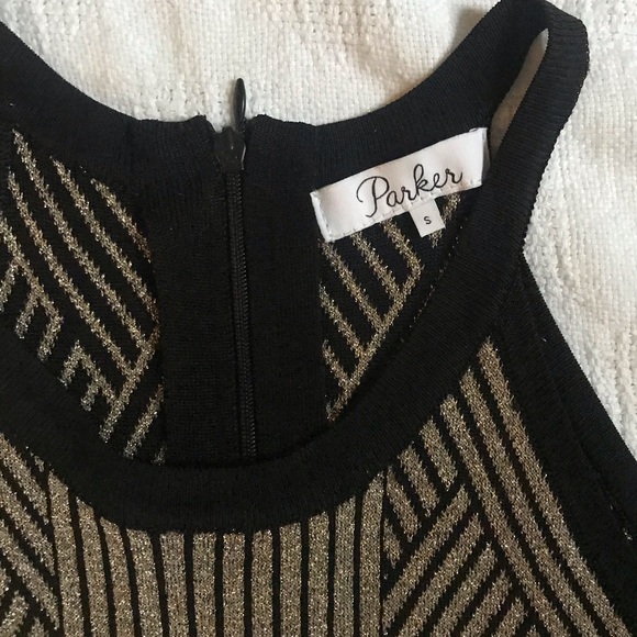 Black gold minidress Parker Nordstrom lamè - Picture 6 of 8